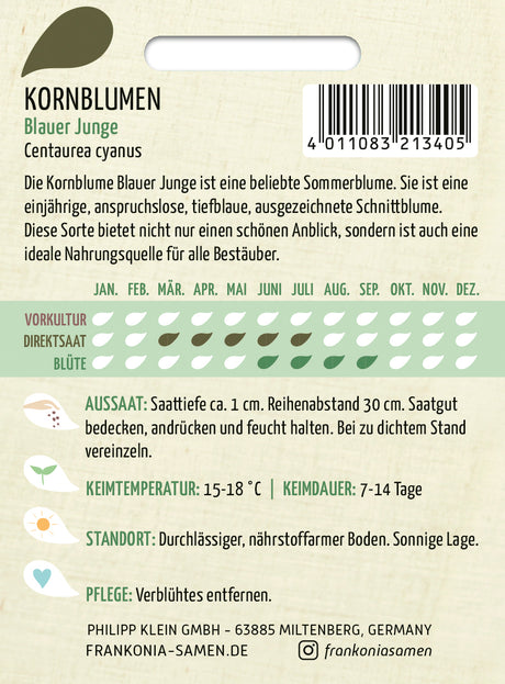 Frankonia Samen Kornblumen Blauer Junge