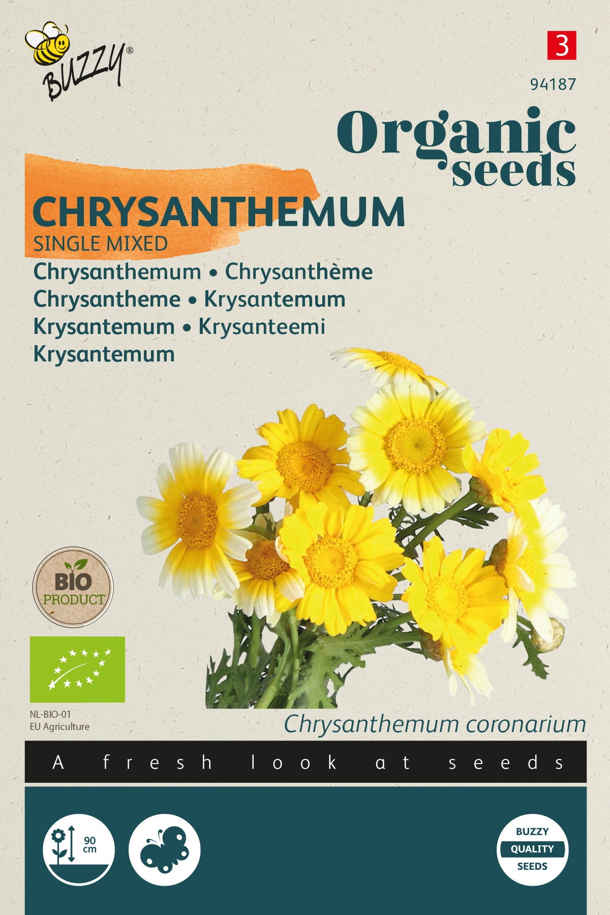 Buzzy Organic Seeds BIO Chrysanthemen Einzelblütige Mischung