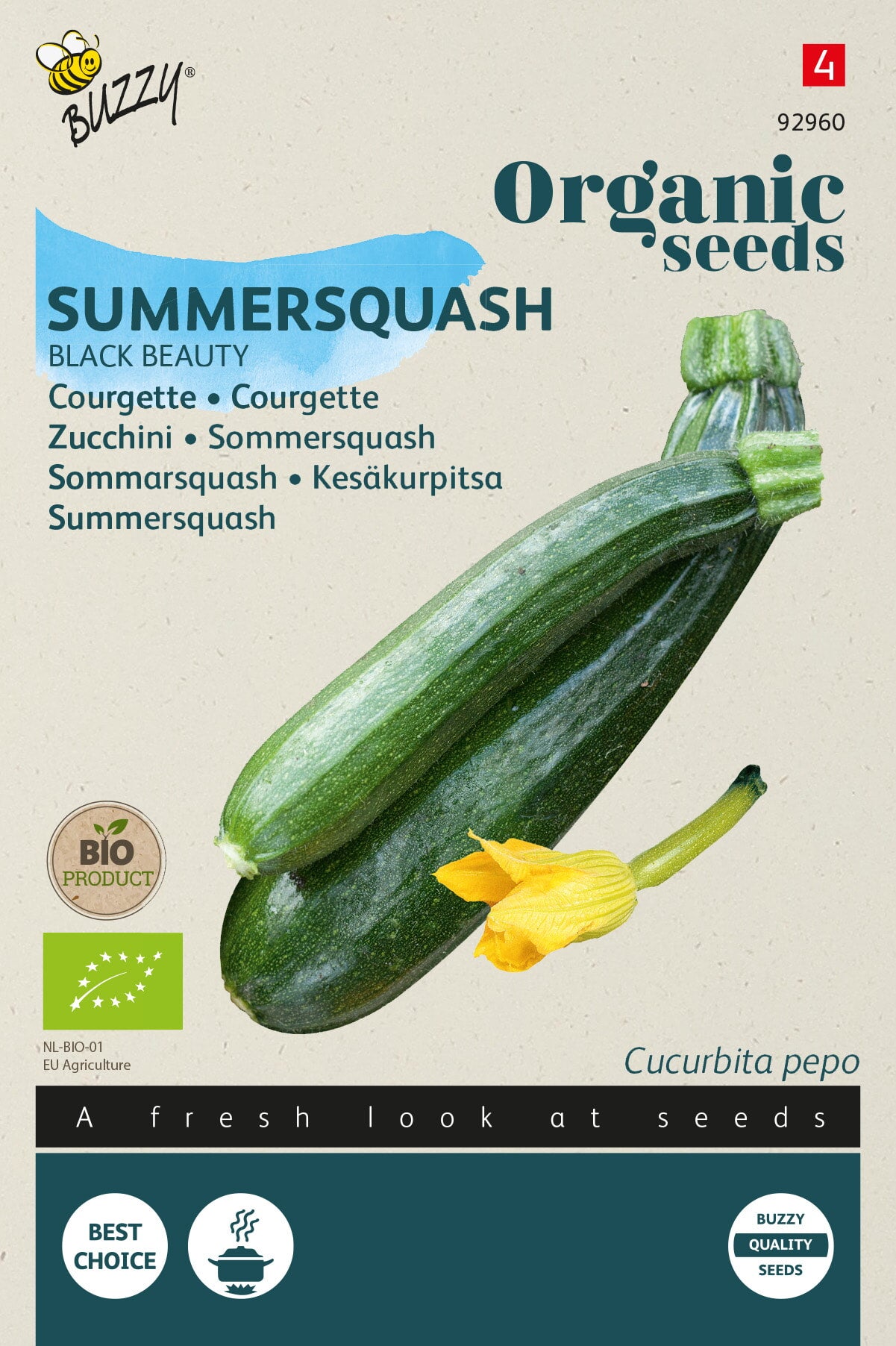 Buzzy Organic Seeds BIO Zucchini Black Beauty