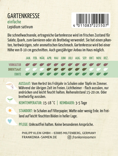 Frankonia Samen Kresse einfache Vorteilspackung