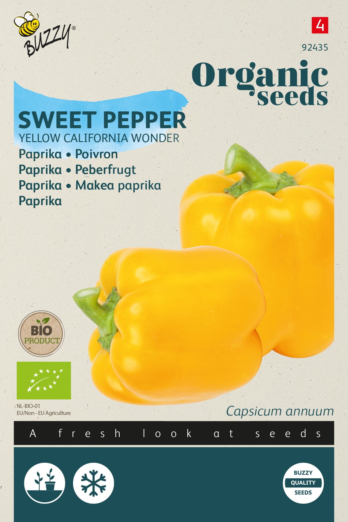 Buzzy Organic Seeds BIO Paprika Yellow California Wonder