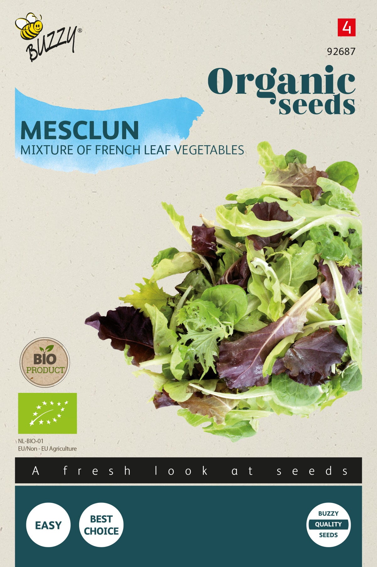 Buzzy Organic Seeds BIO Pflück- & Schnittsalat Mesclun Französische Mischung
