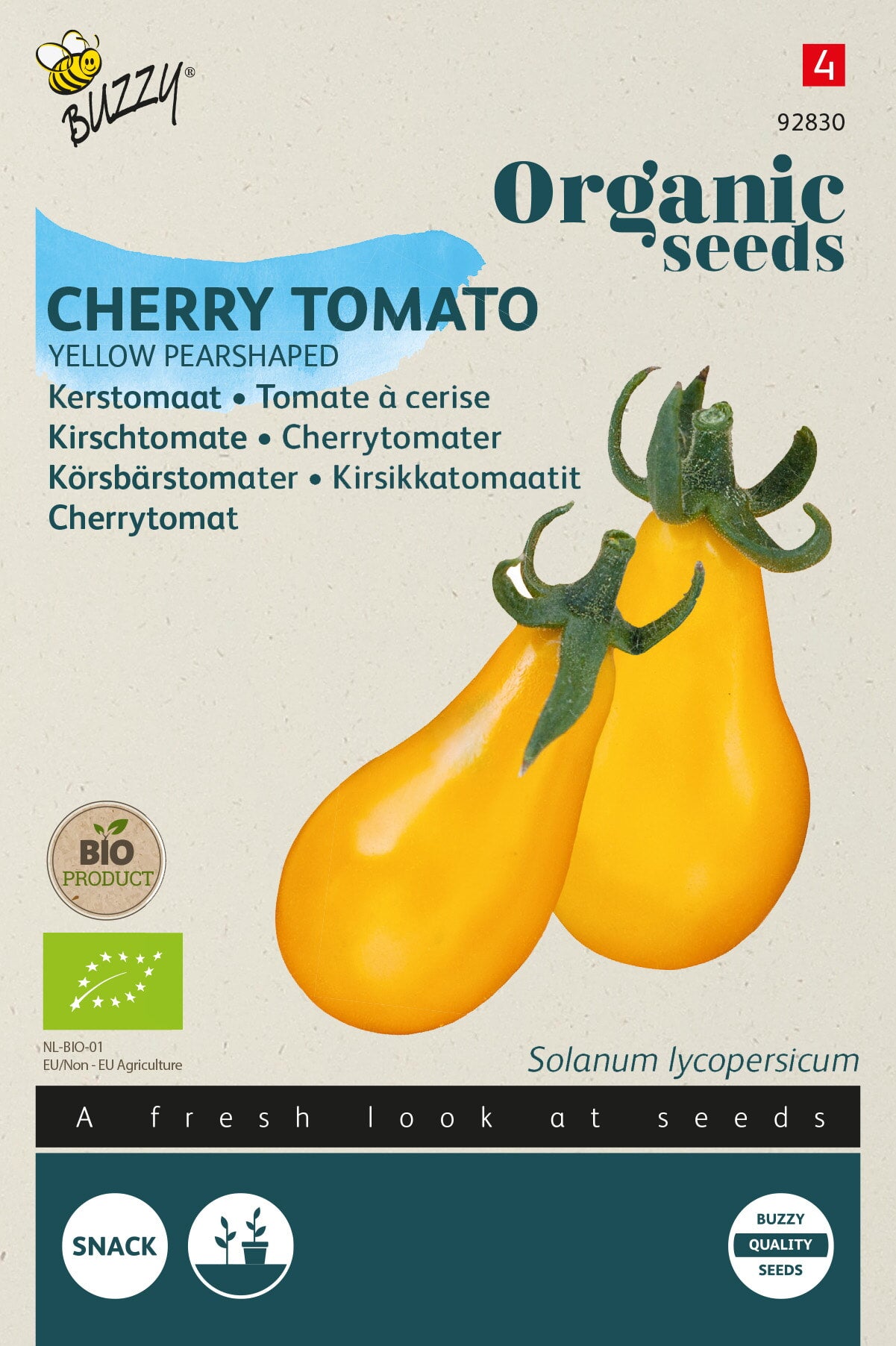 Buzzy Organic Seeds BIO Cherrytomaten Yellow Pearshaped