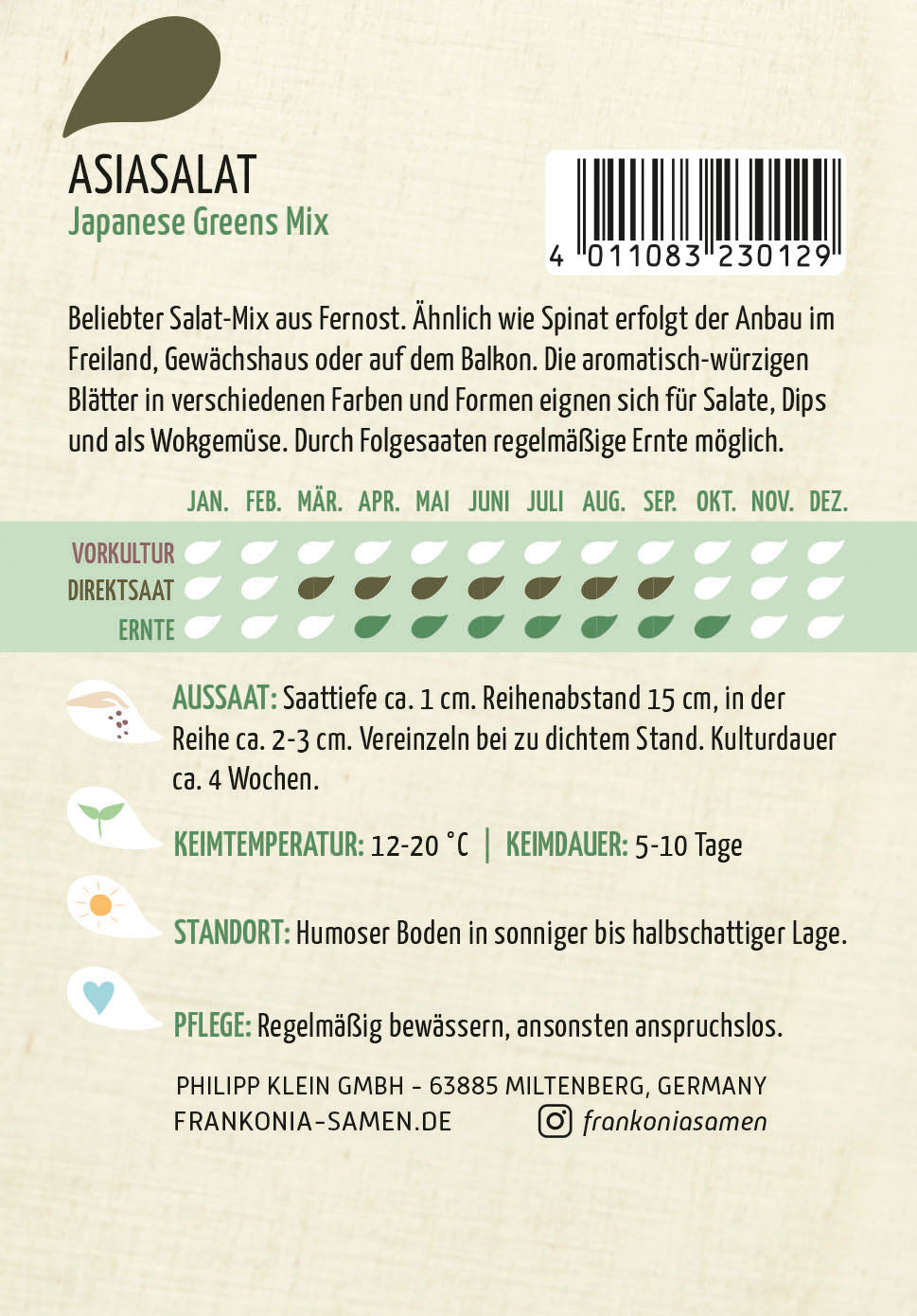 Frankonia Samen Asia-salat Japanese Greens Mix