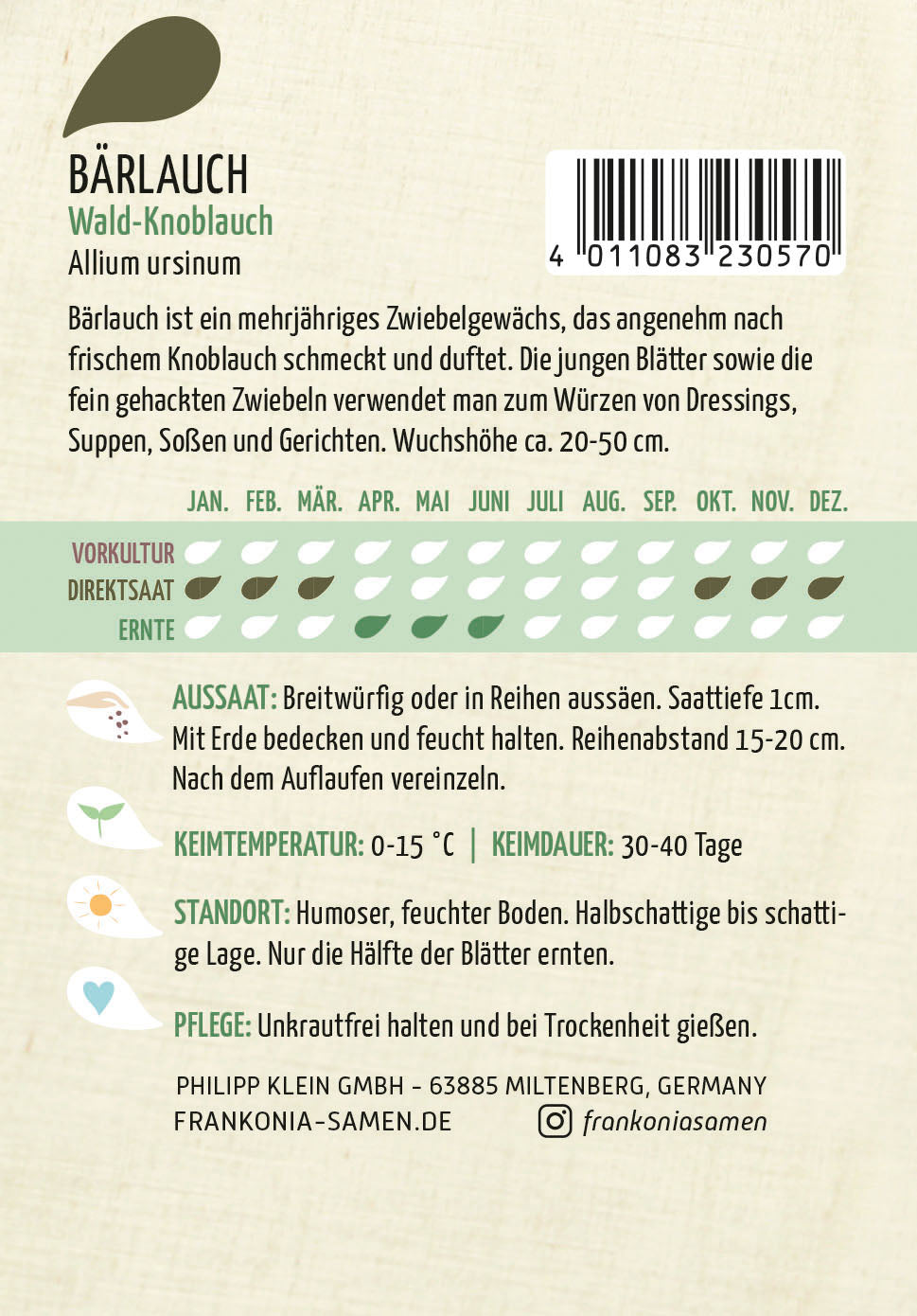 Frankonia Samen Bärlauch Wald-Knoblauch