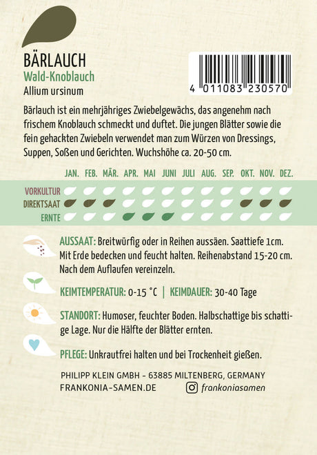 Frankonia Samen Bärlauch Wald-Knoblauch