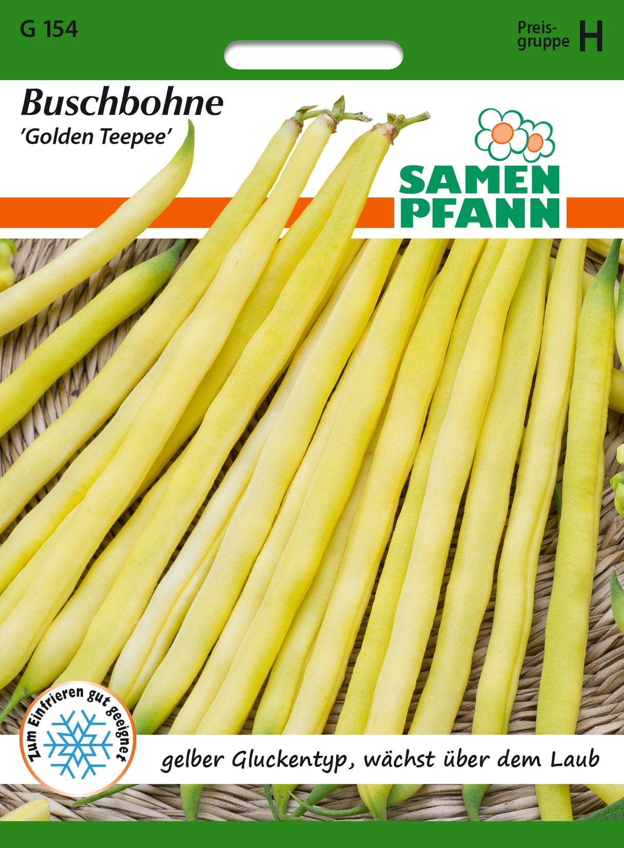 Samen Pfann Buschbohne Golden Teepee