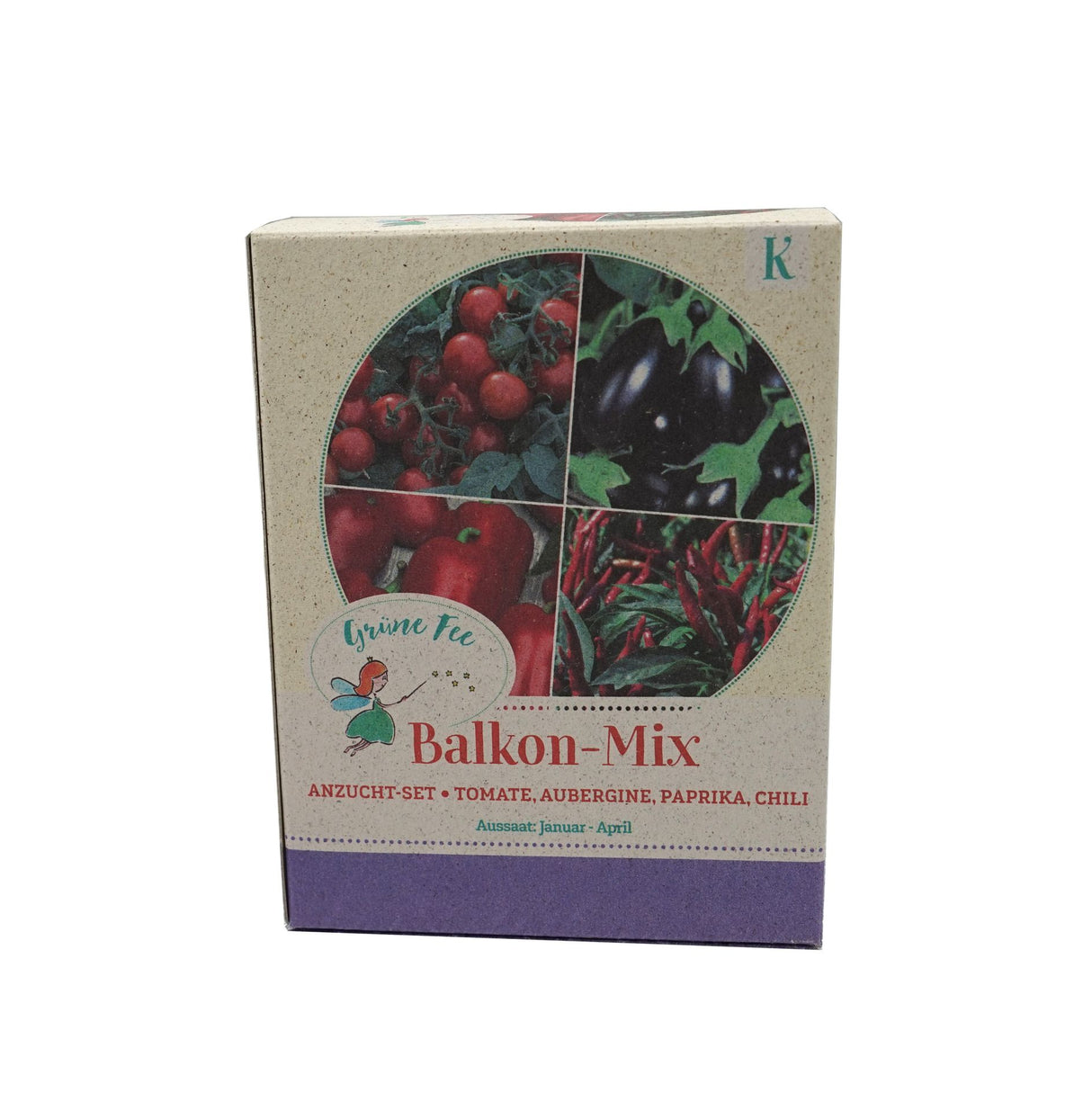 Grüne Fee Gemüse-Mischunge Balkontomate, Miniaubergine, Snackpaprika, Chili Balkon Anzucht Set
