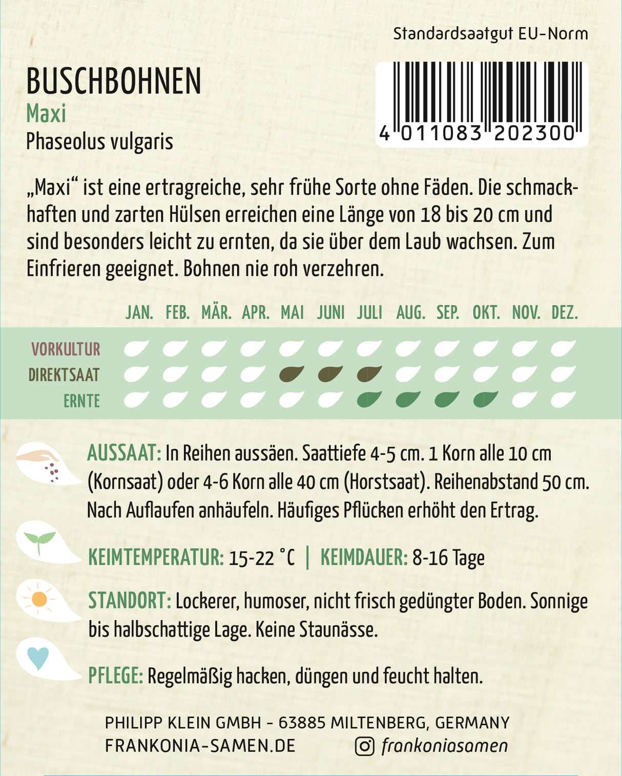 Frankonia Samen Buschbohnen Maxi