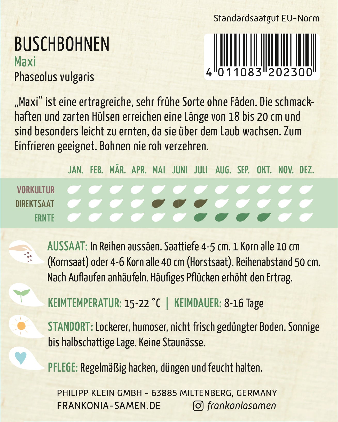 Frankonia Samen Buschbohnen Maxi