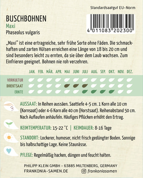 Frankonia Samen Buschbohnen Maxi