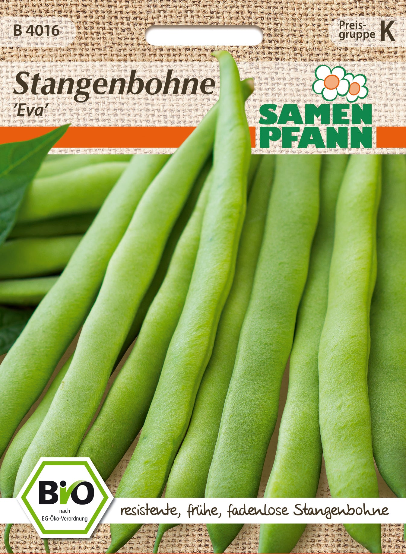 Samen Pfann BIO Stangenbohne Eva