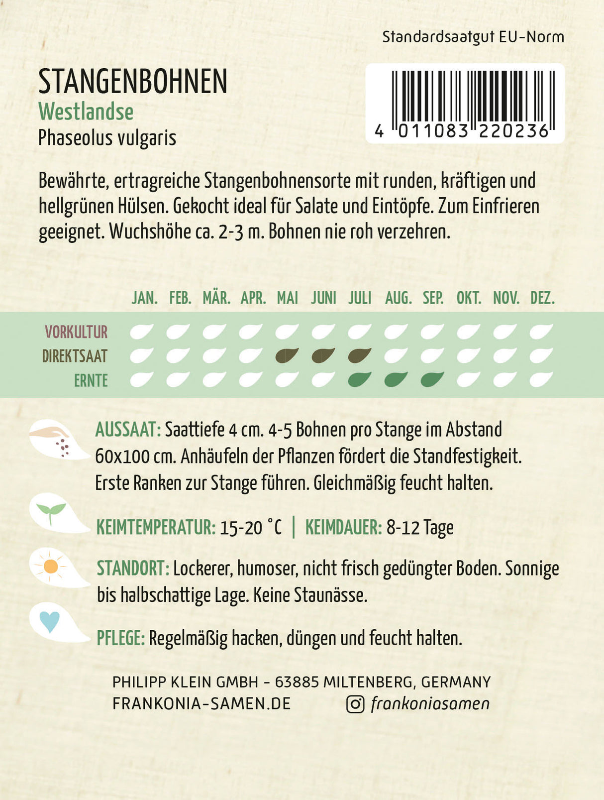 Frankonia Samen Stangenbohnen Westlandse