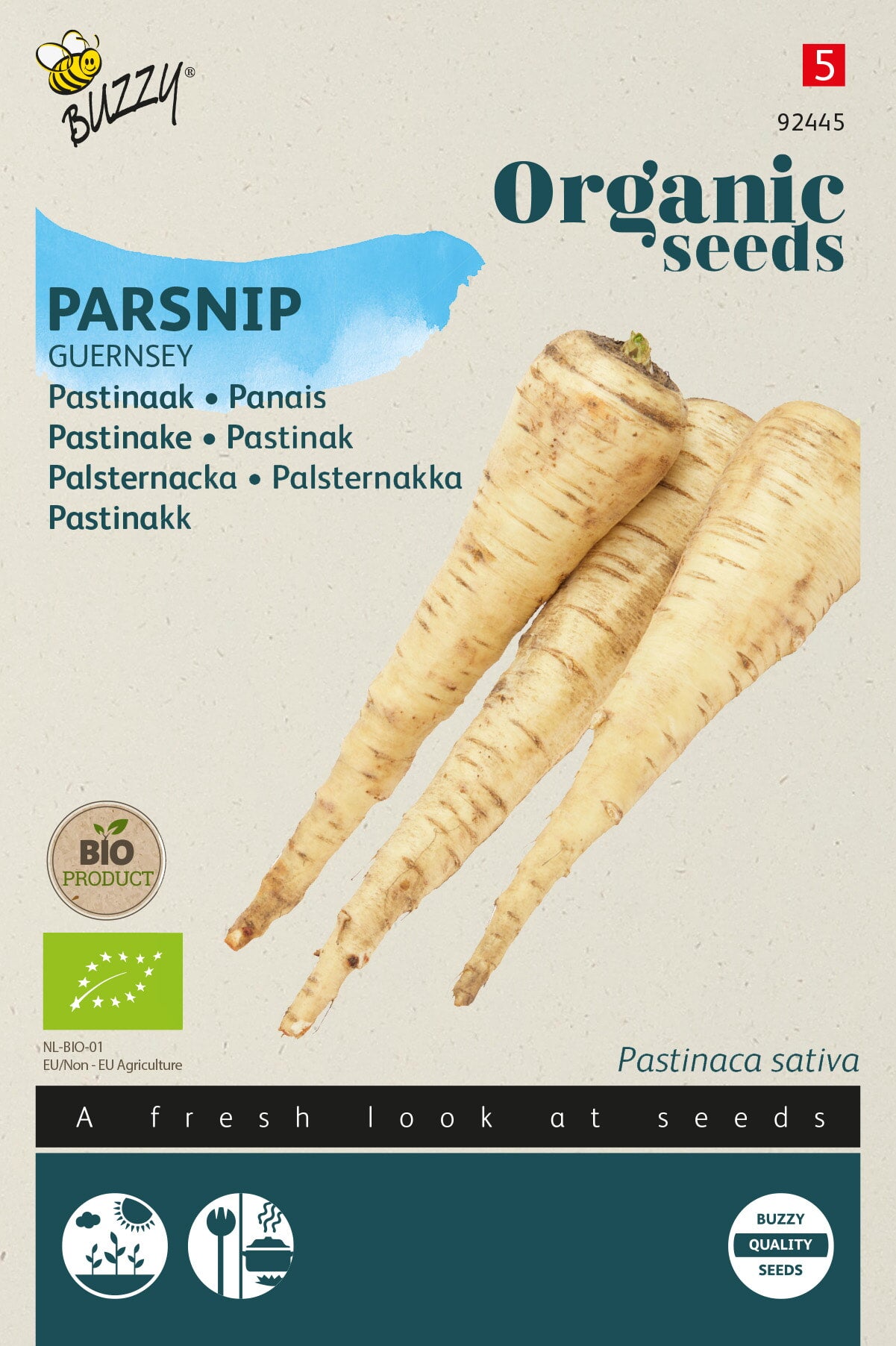 Buzzy Organic Seeds BIO Pastinaken Von Guernsey