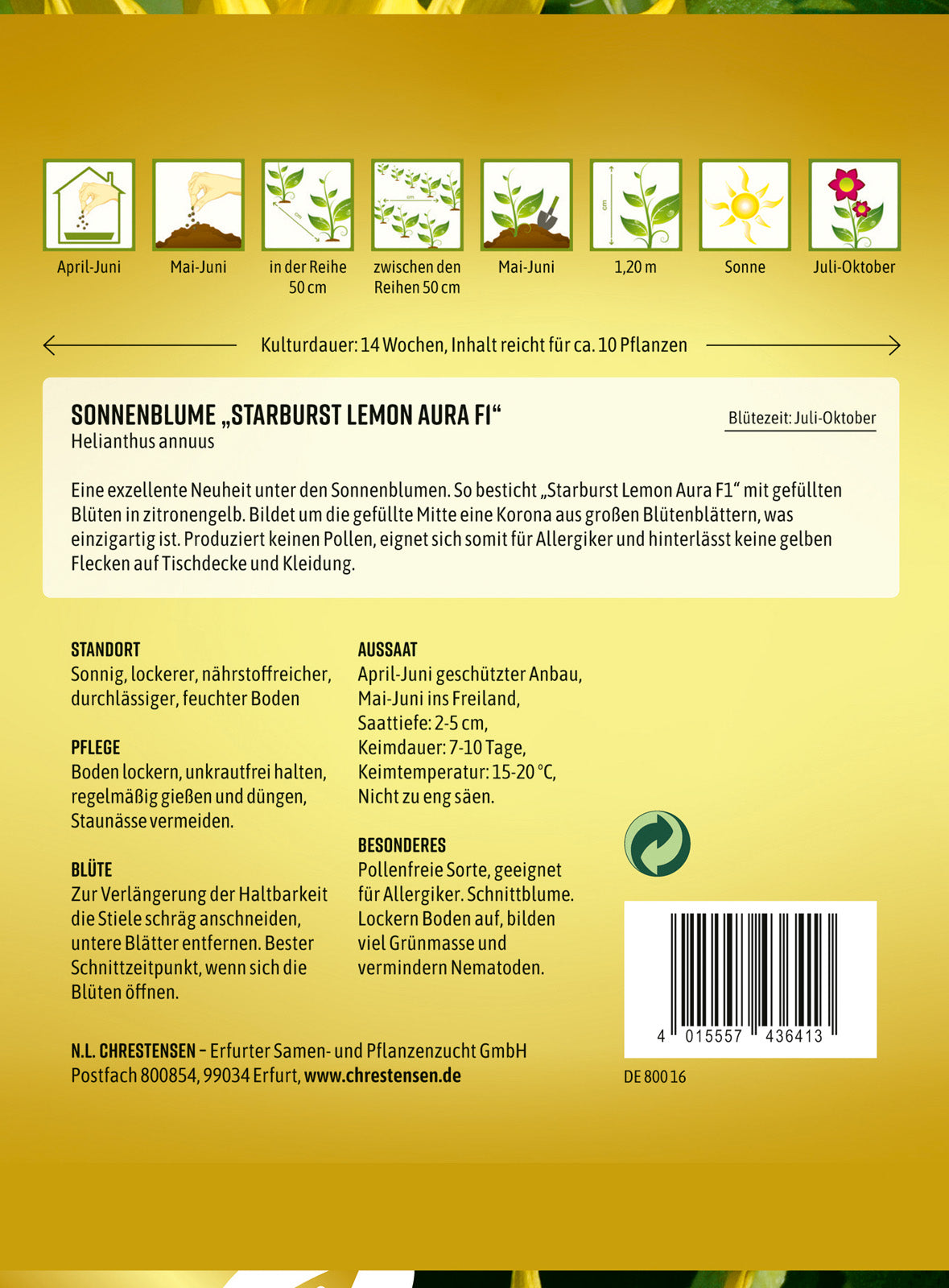 N.L. Chrestensen Sonnenblume Starburst Lemon Aura F1