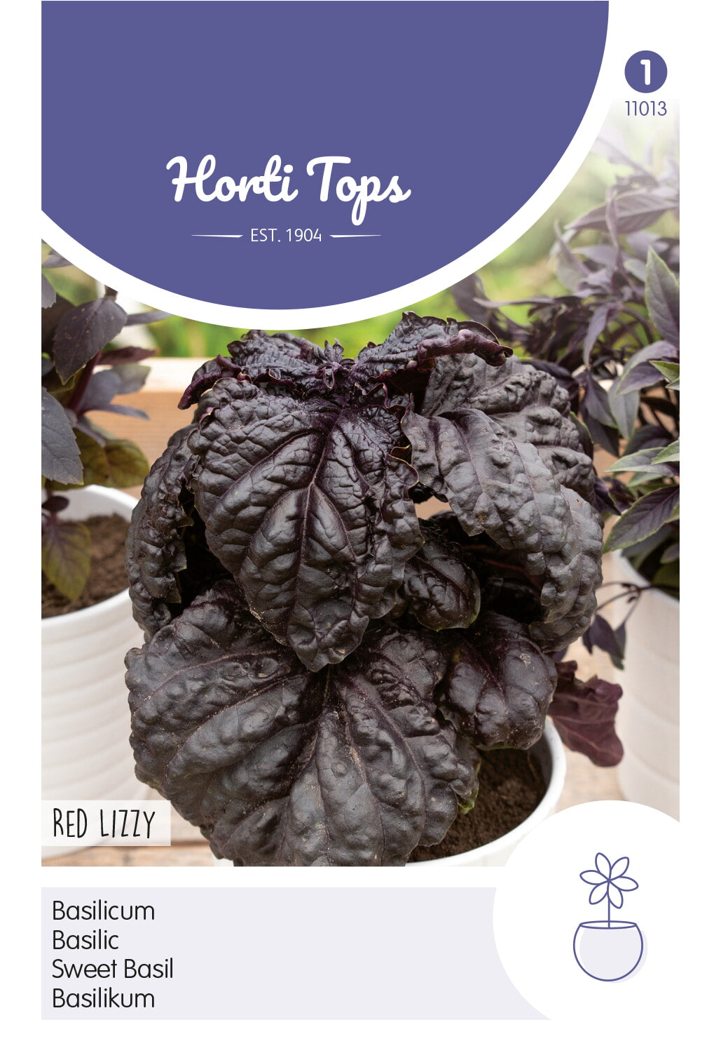 Horti Tops Basilikum Red Lizzy, Salatblattrige rot