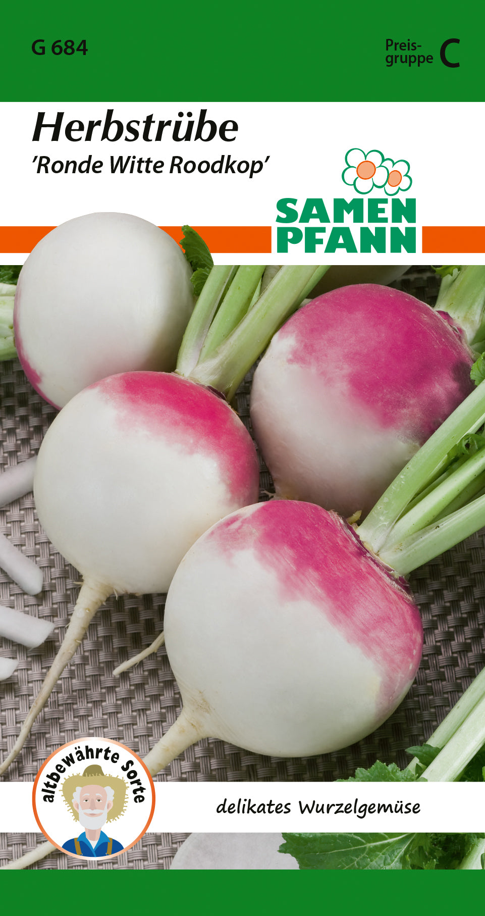 Samen Pfann Herbstrübe Ronde Witte Roodkop