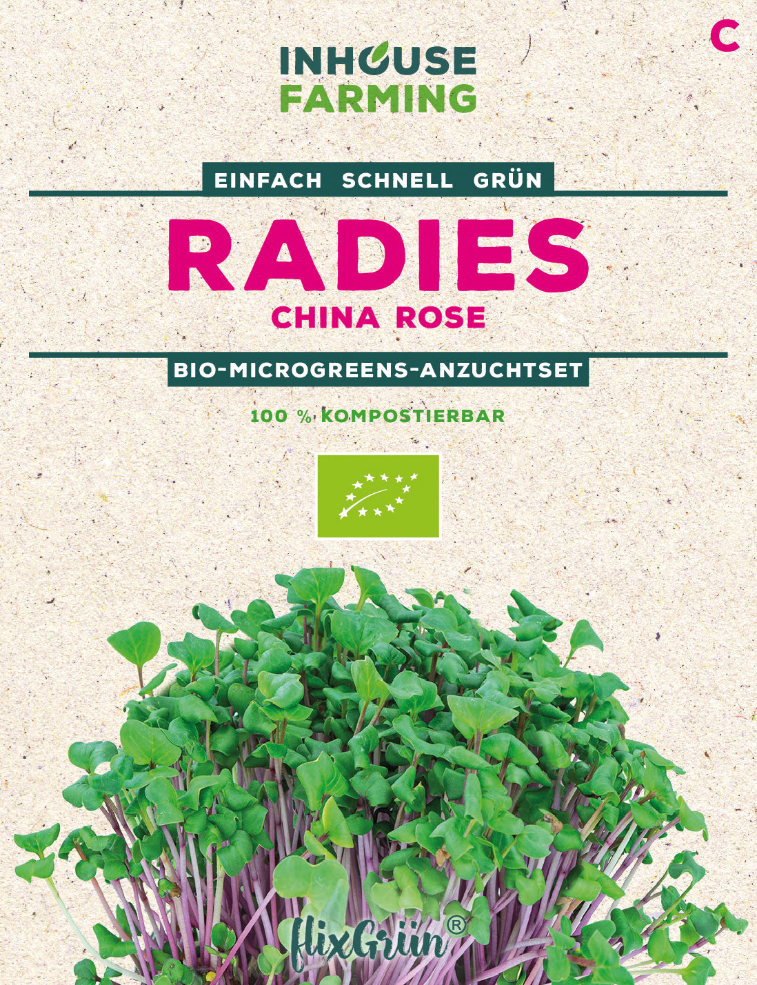 flixGrün BIO Keimsprossen Radies, China Rose Anzuchtset