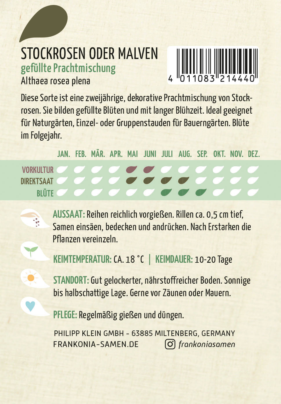 Frankonia Samen Stockrosen gefüllte Prachtmischung