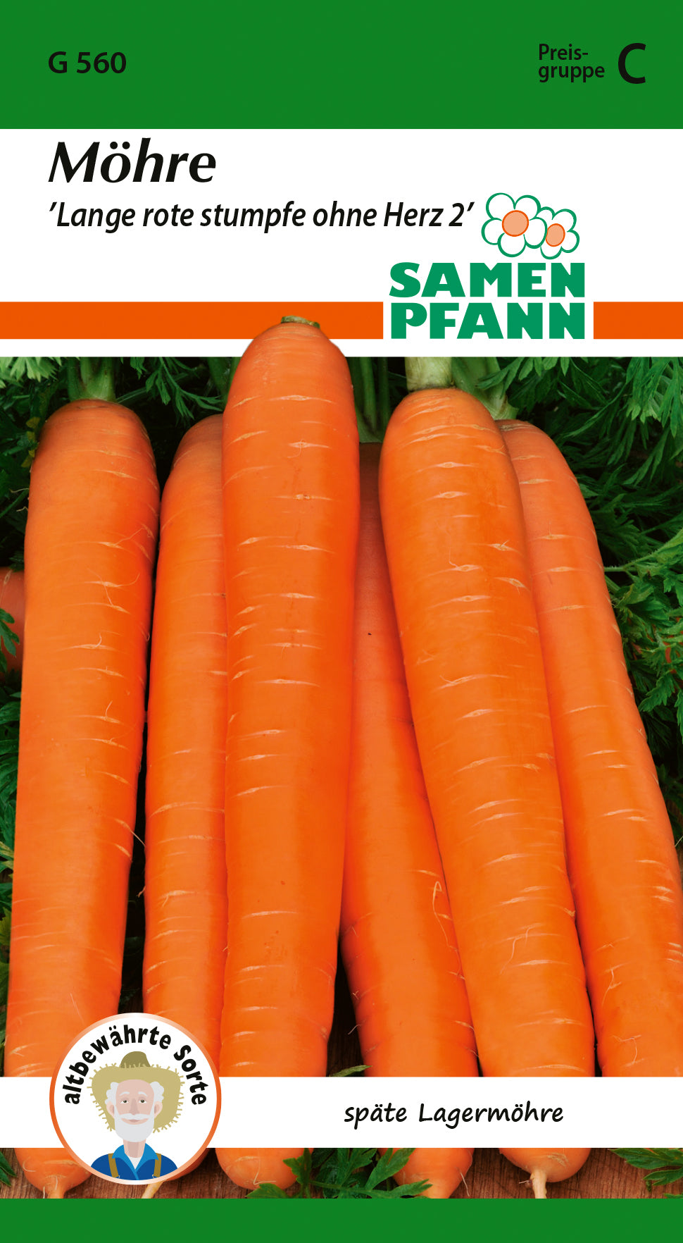 Samen Pfann Möhre Lange rote stumpfe ohne Herz 2