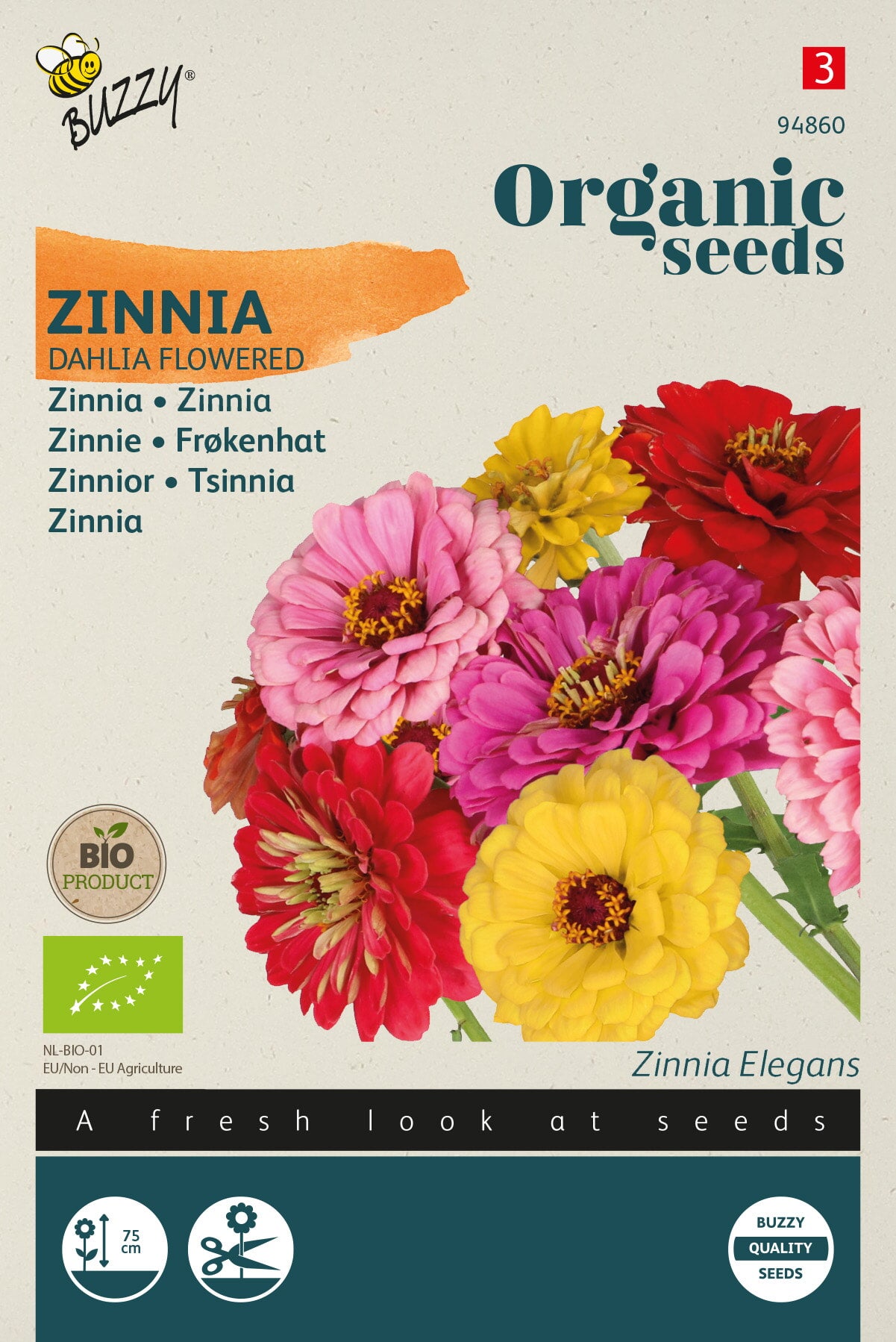 Buzzy Organic Seeds BIO Zinnien Gefüllte Dahlienblütige