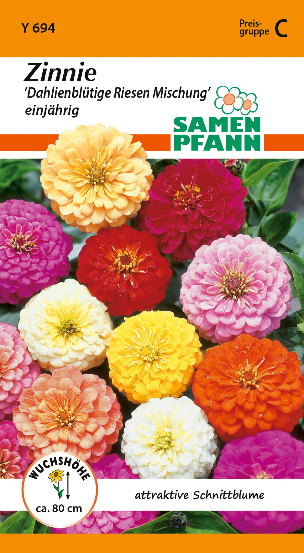 Samen Pfann Zinnie Dahlienblütige Riesen Mischung einjährig