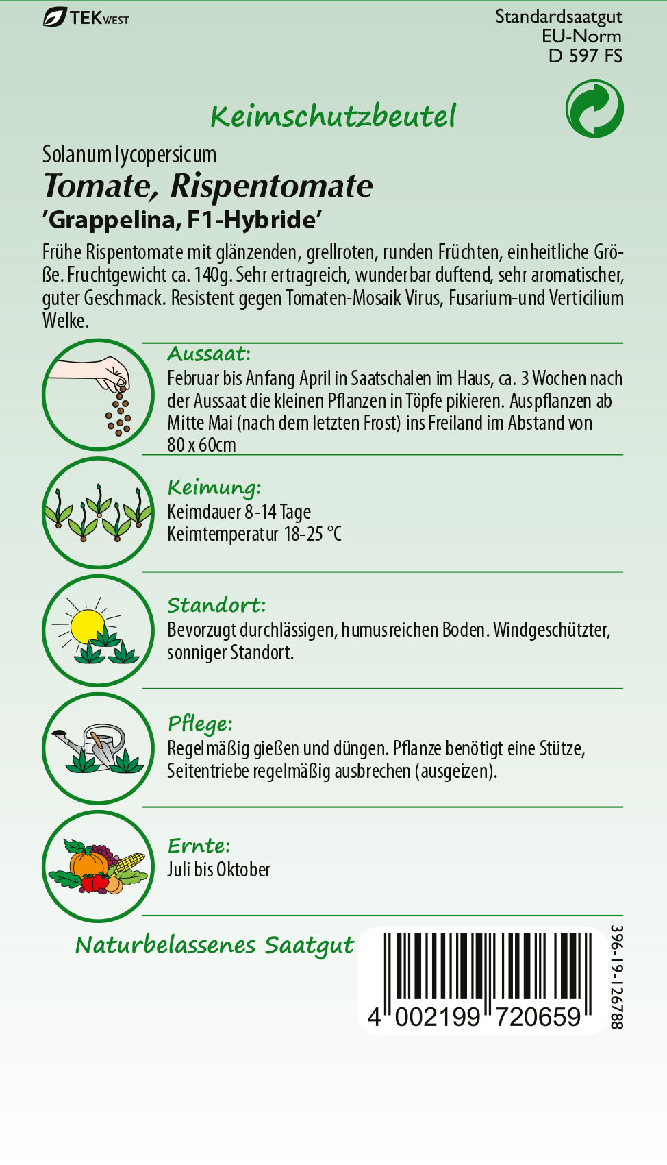 Samen Pfann Grappelina Tomaten