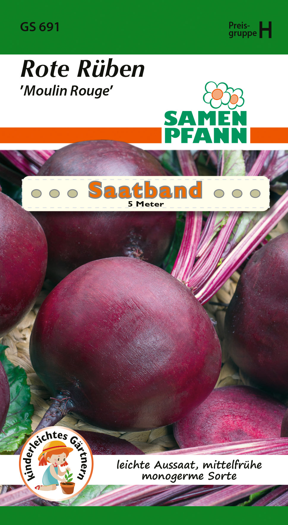 Samen Pfann Rote Rüben Moulin Rouge Saatband