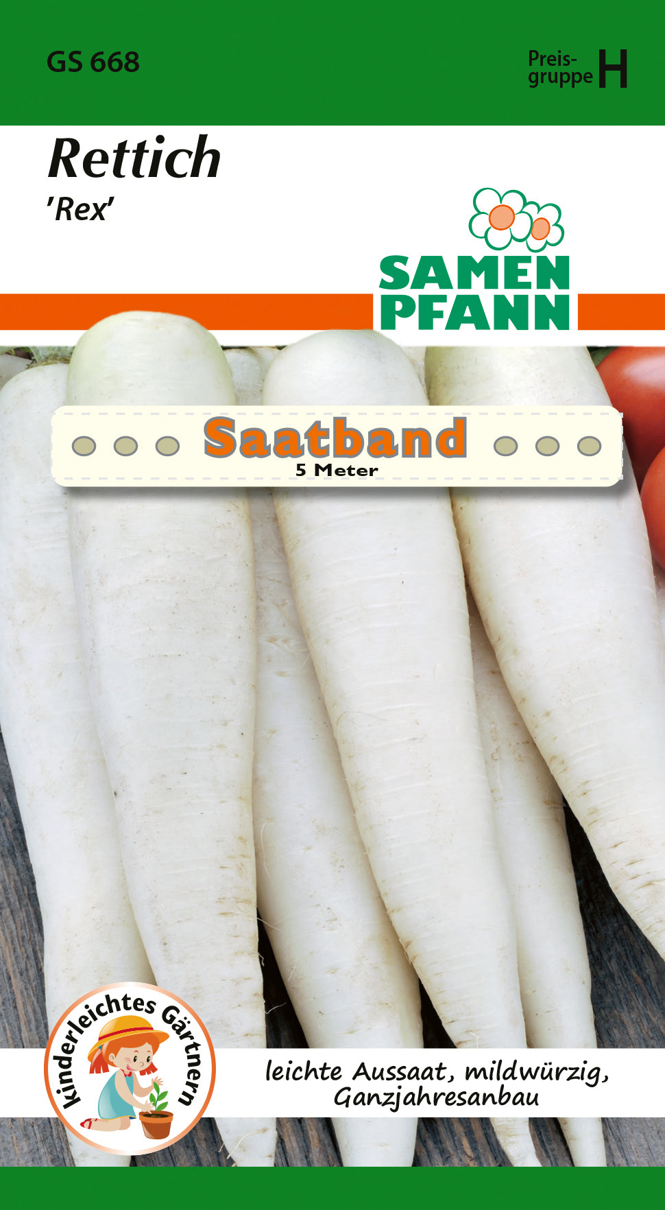 Samen Pfann Rettich Rex Saatband