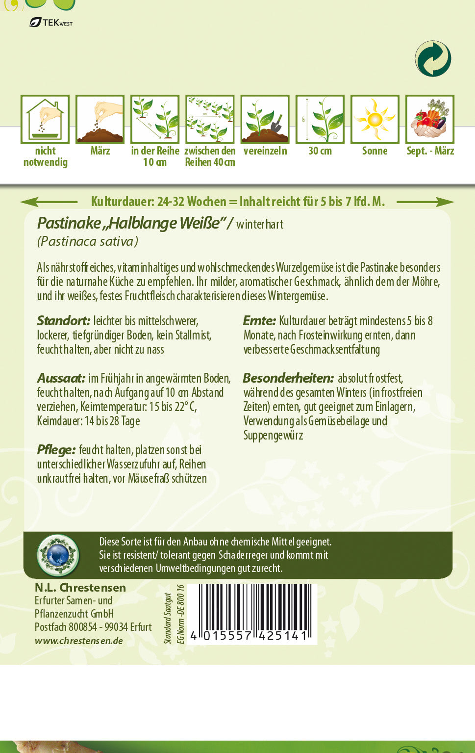 N.L. Chrestensen Pastinake Halblange Weiße