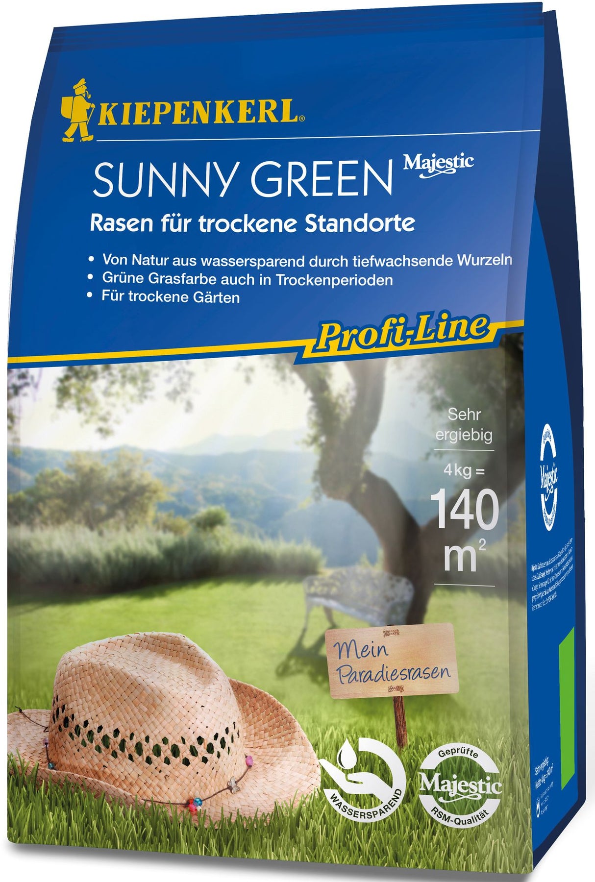 Kiepenkerl Rasen für Trockene Standorte Sunny Green, 4 kg Profi-Line