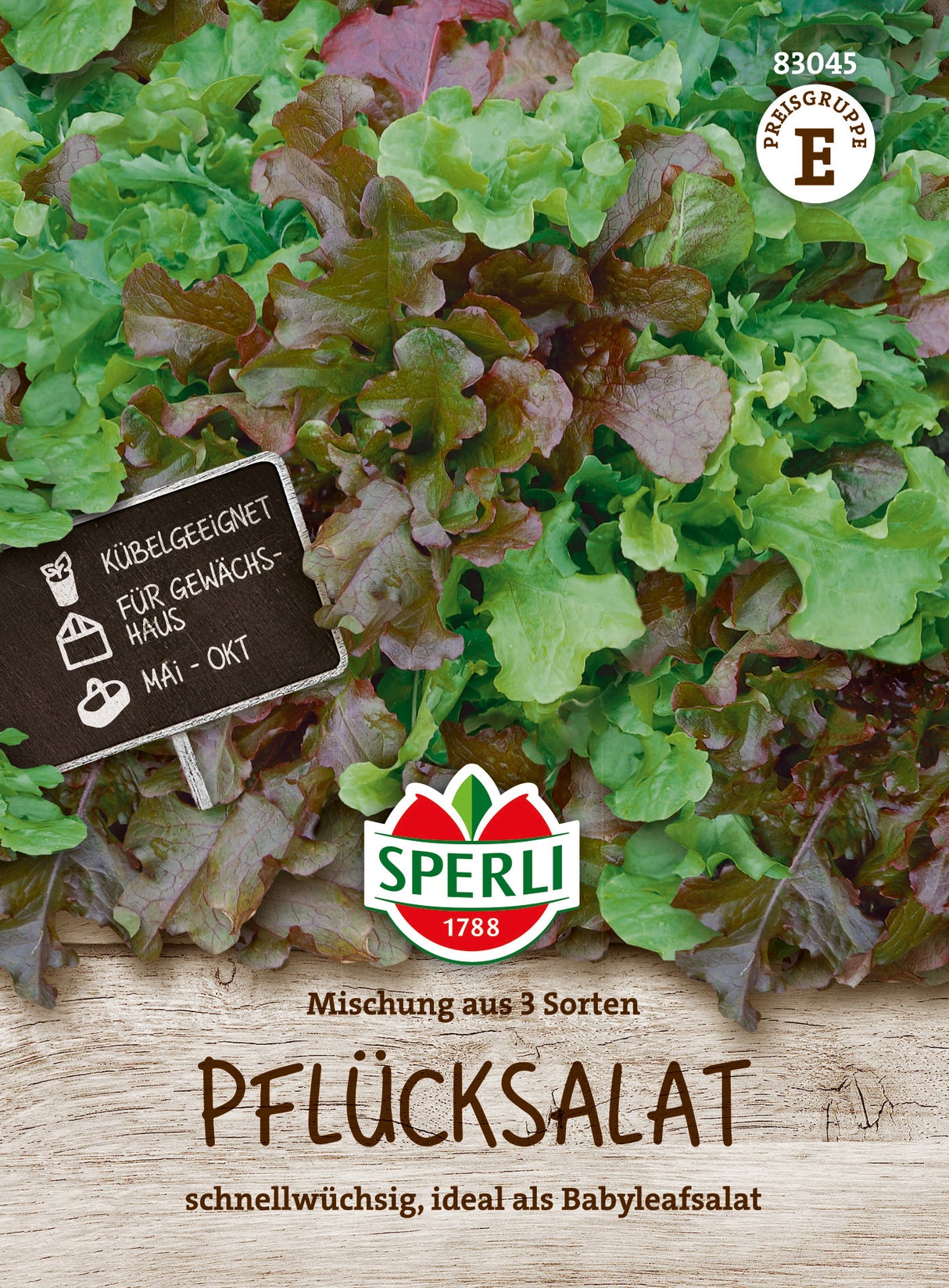 SPERLI Pflück- & Schnittsalat Mischung Lollo rossa, Salad Bowl, Amerikanischer brauner