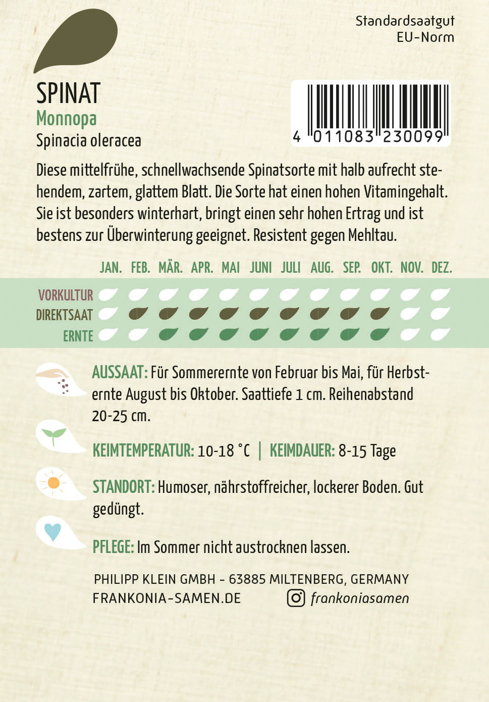 Frankonia Samen Spinat Monnopa