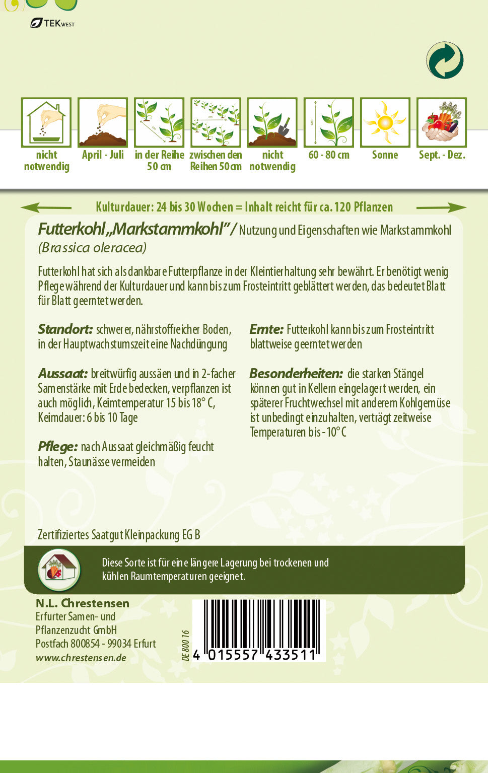 N.L. Chrestensen Futterkohl Markstammkohl Inka