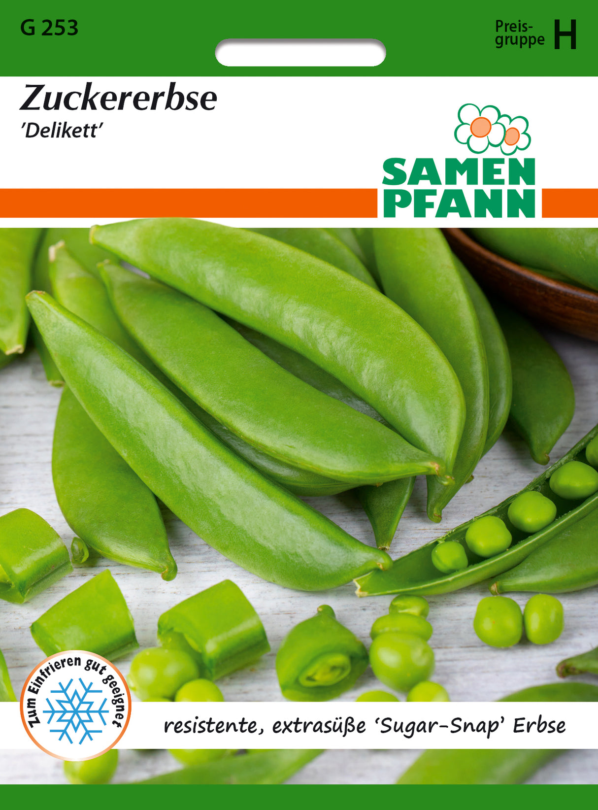 Samen Pfann Zuckererbse Delikett