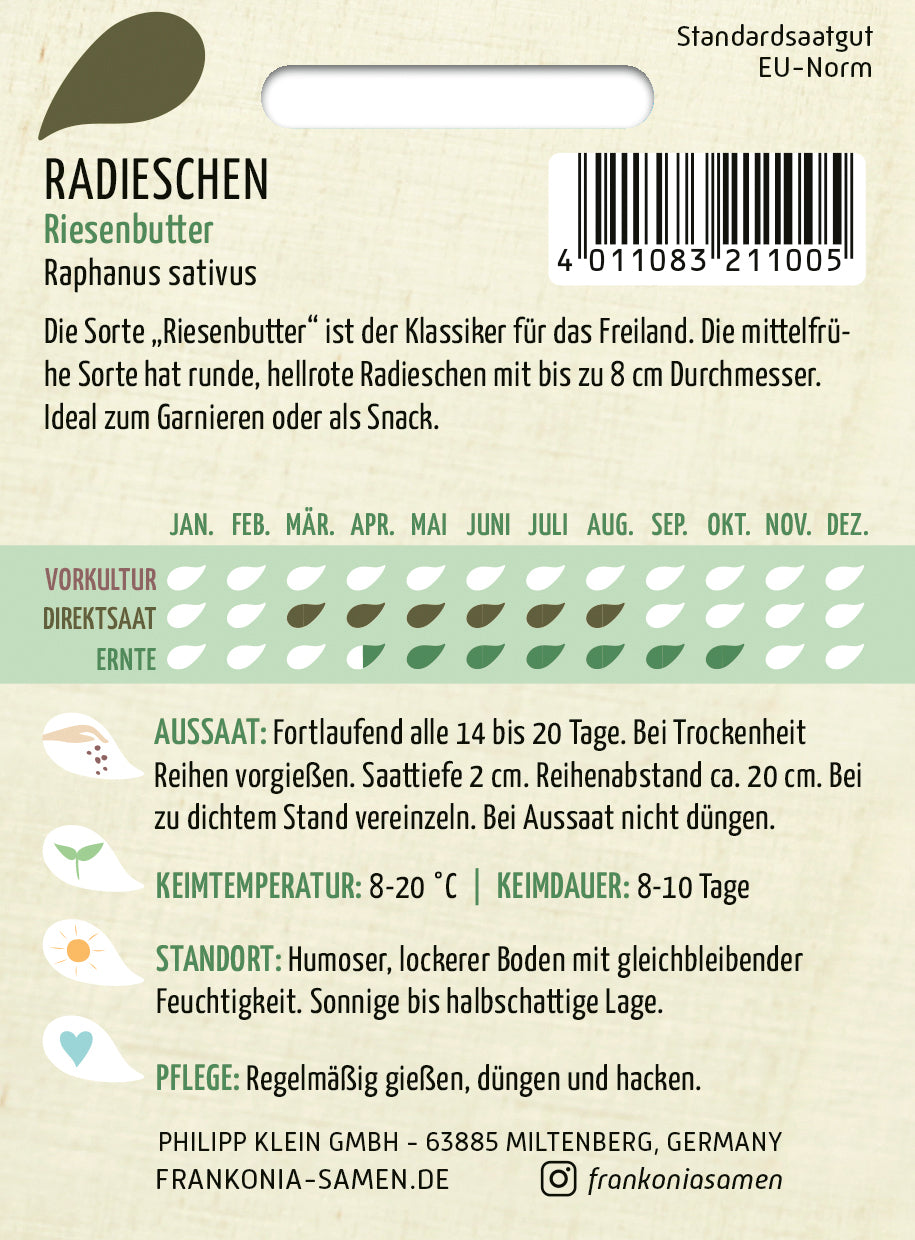 Frankonia Samen Radieschen Riesenbutter