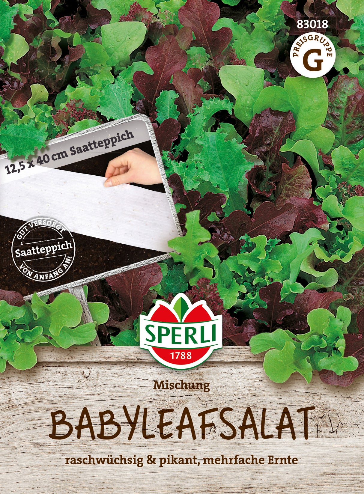 SPERLI Pflück- & Schnittsalat Mischung Oaking, Greenet, Cavendish, Diablotin Saatteppich
