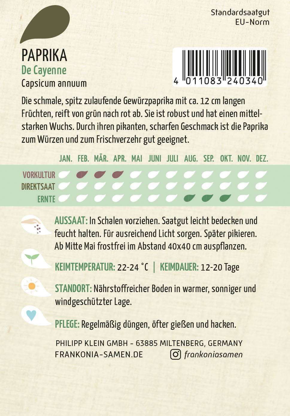 Frankonia Samen Gewürzpaprika De Cayenne