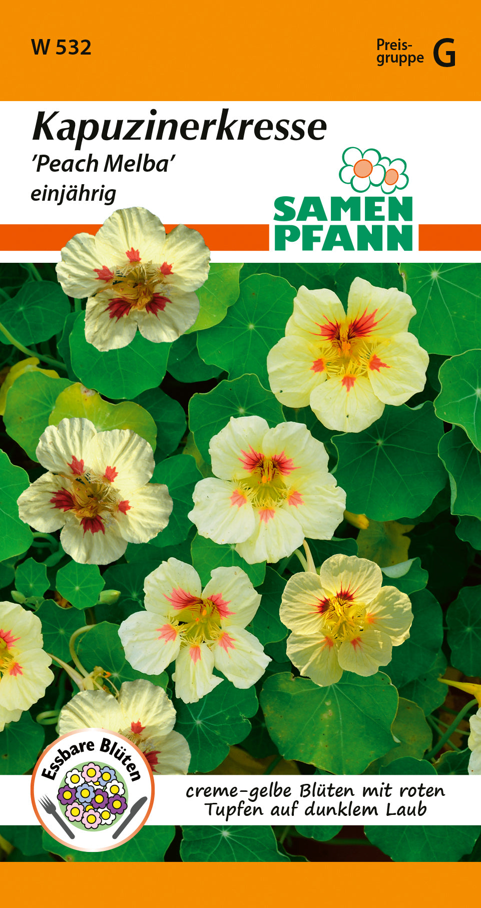 Samen Pfann Kapuzinerkresse Peach Melba einjährig