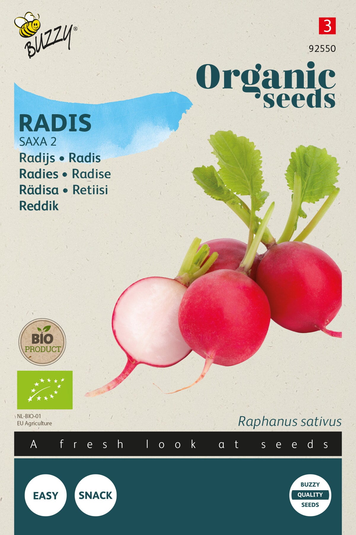 Buzzy Organic Seeds BIO Radieschen Saxa 2