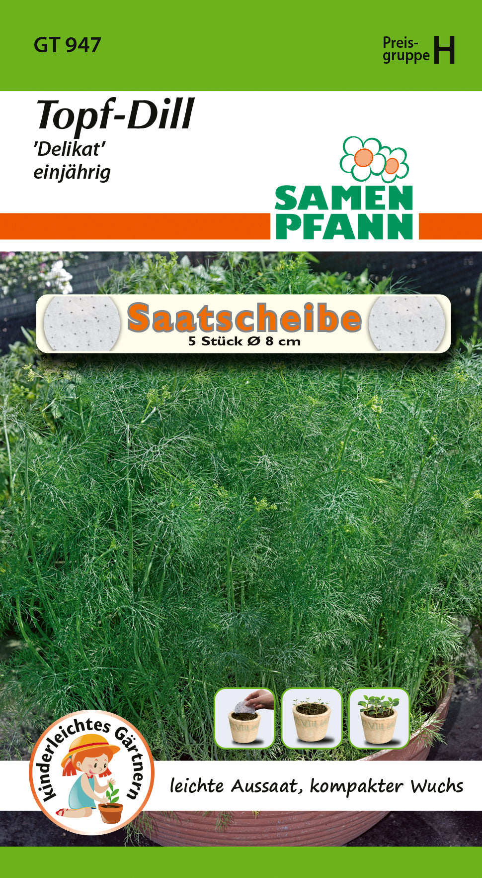 Samen Pfann Topf-Dill Delikat einjährig Saatscheibe