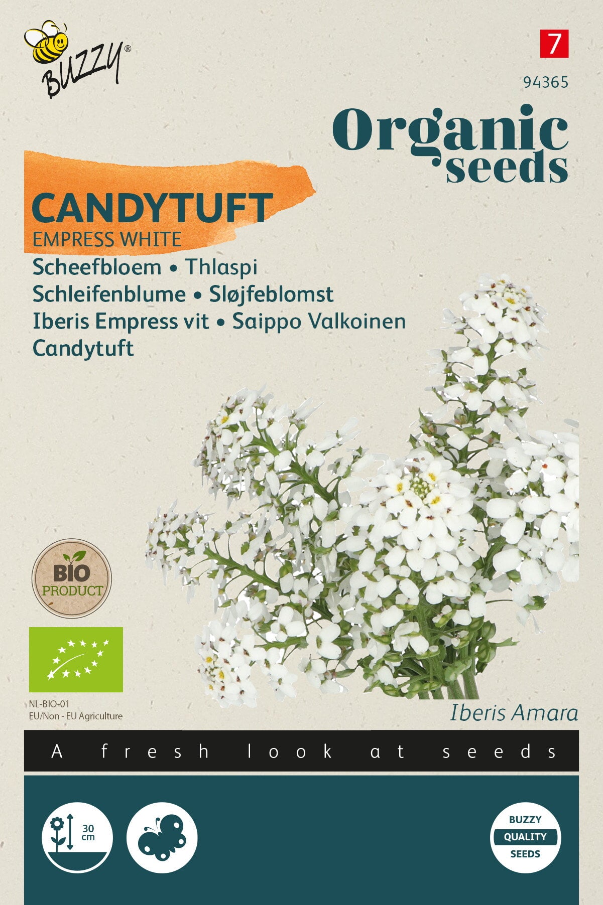 Buzzy Organic Seeds BIO Schleifenblumen Empress weiss