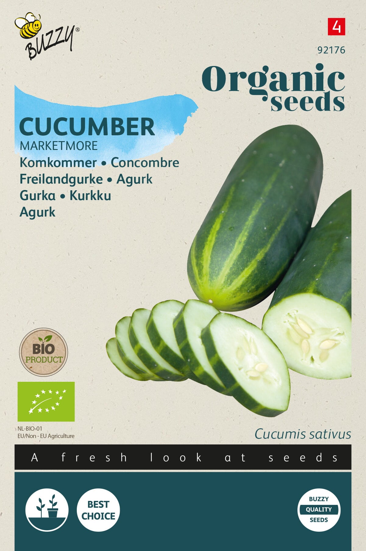 Buzzy Organic Seeds BIO Freilandgurken Marketmore