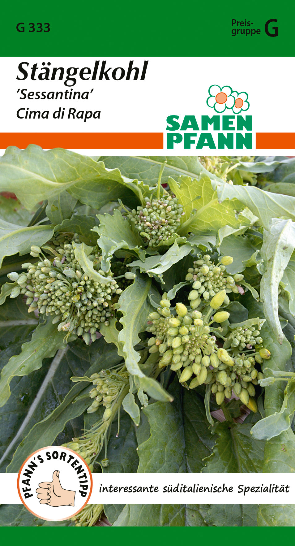 Samen Pfann Stängelkohl Sessantina Cima di Rapa