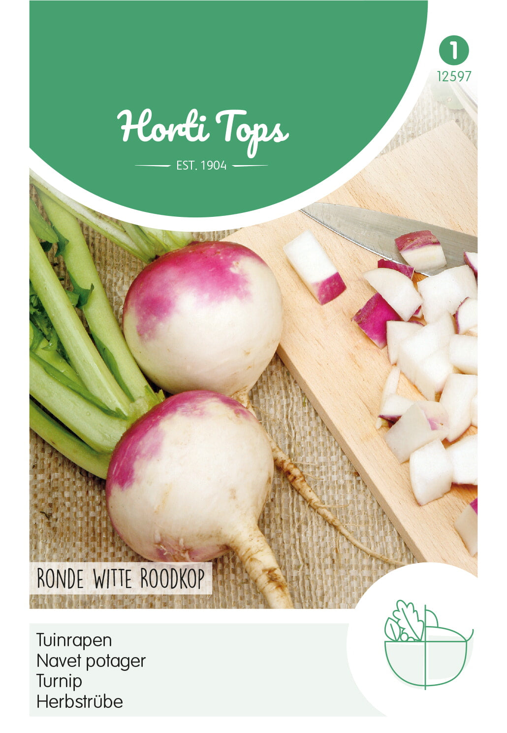 Horti Tops Herbst-Rübe Runde Weiße Rotköpfige