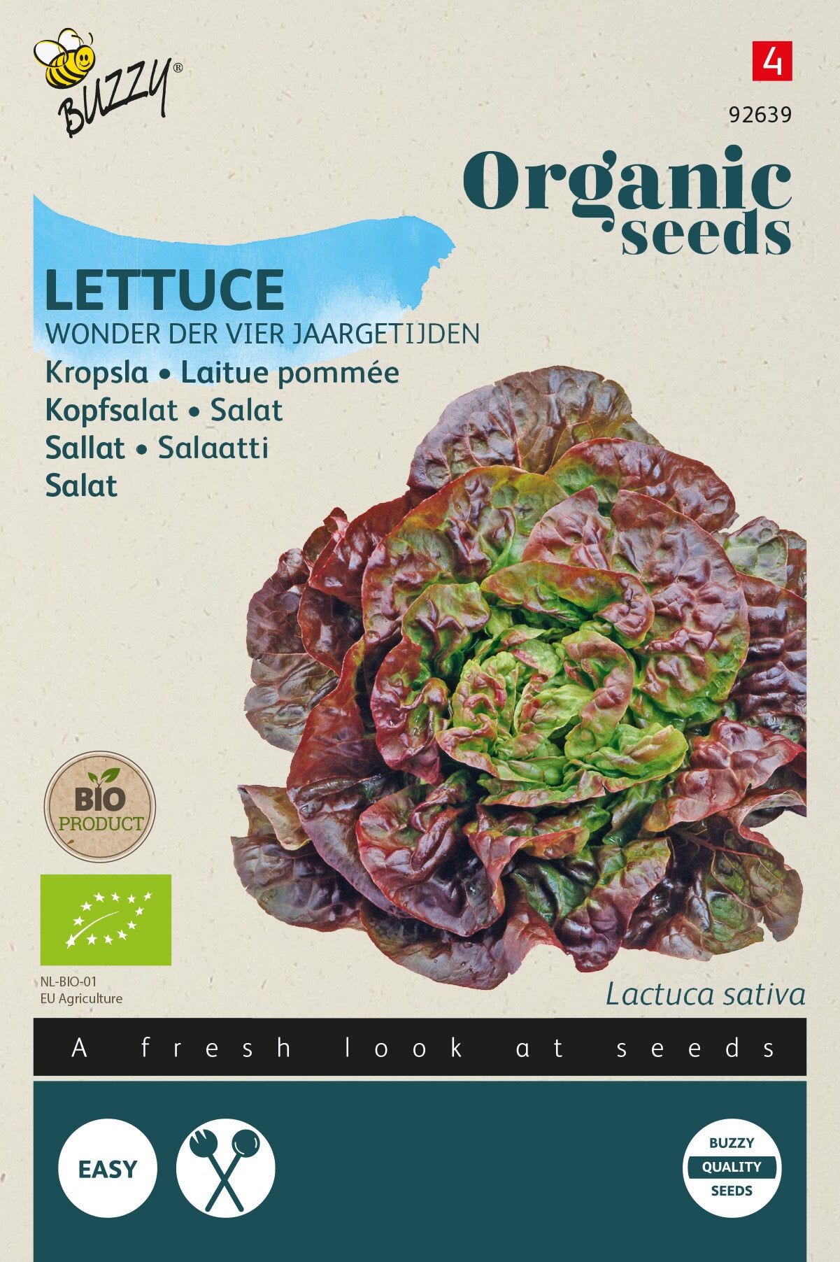 Buzzy Organic Seeds BIO Kopfsalat Merveille des Quatres Saisons