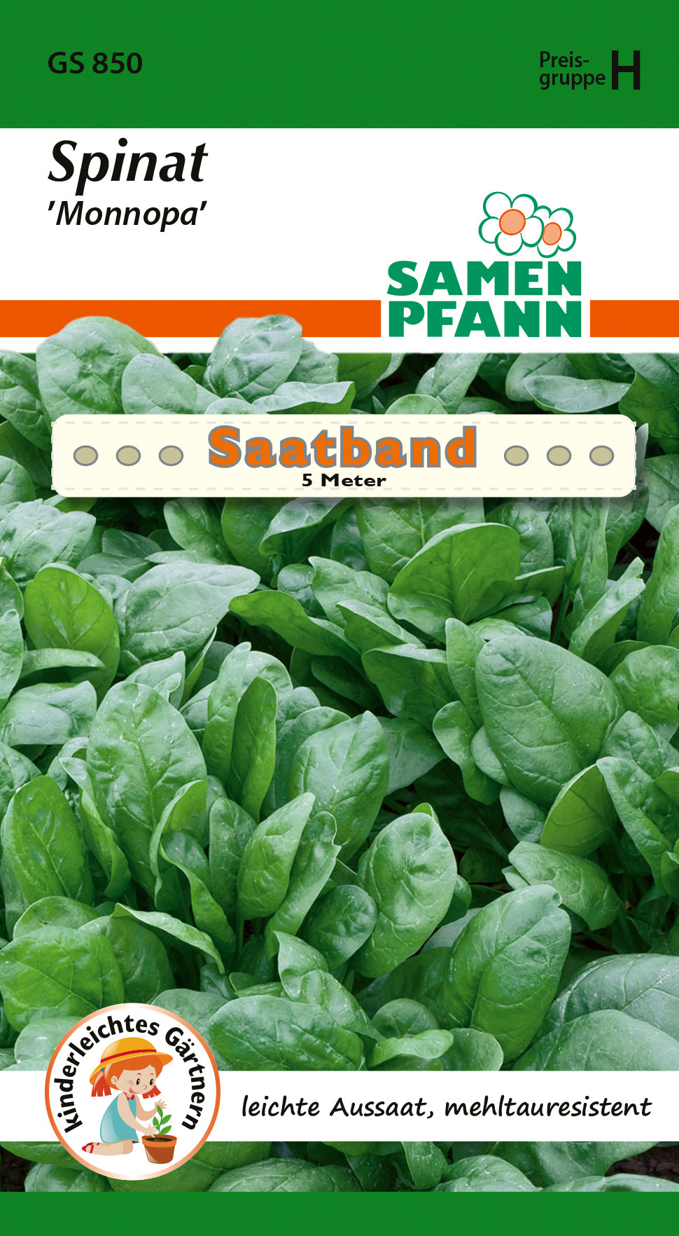 Samen Pfann Spinat Monnopa Saatband