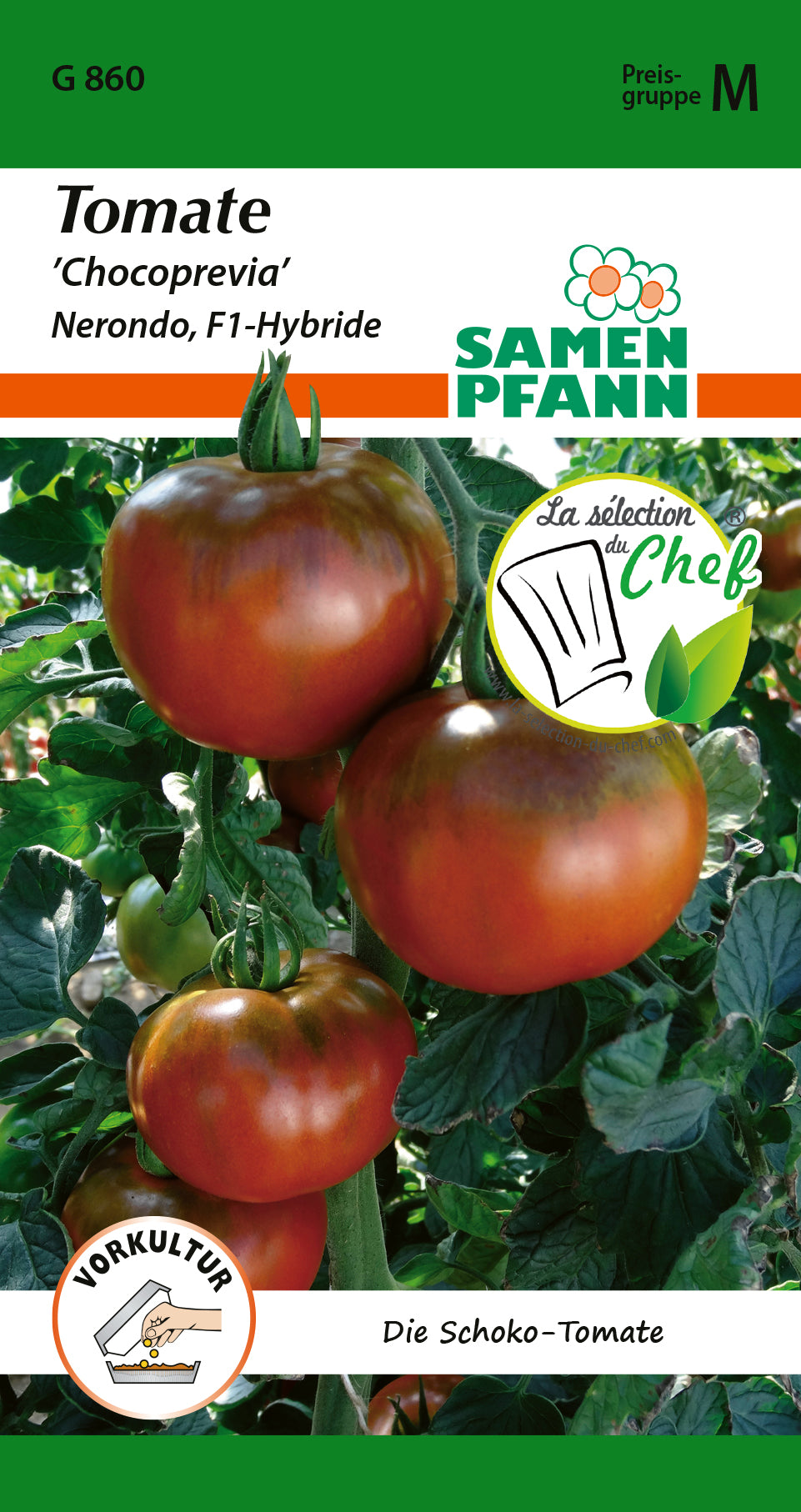 Samen Pfann Chocoprevia Tomaten