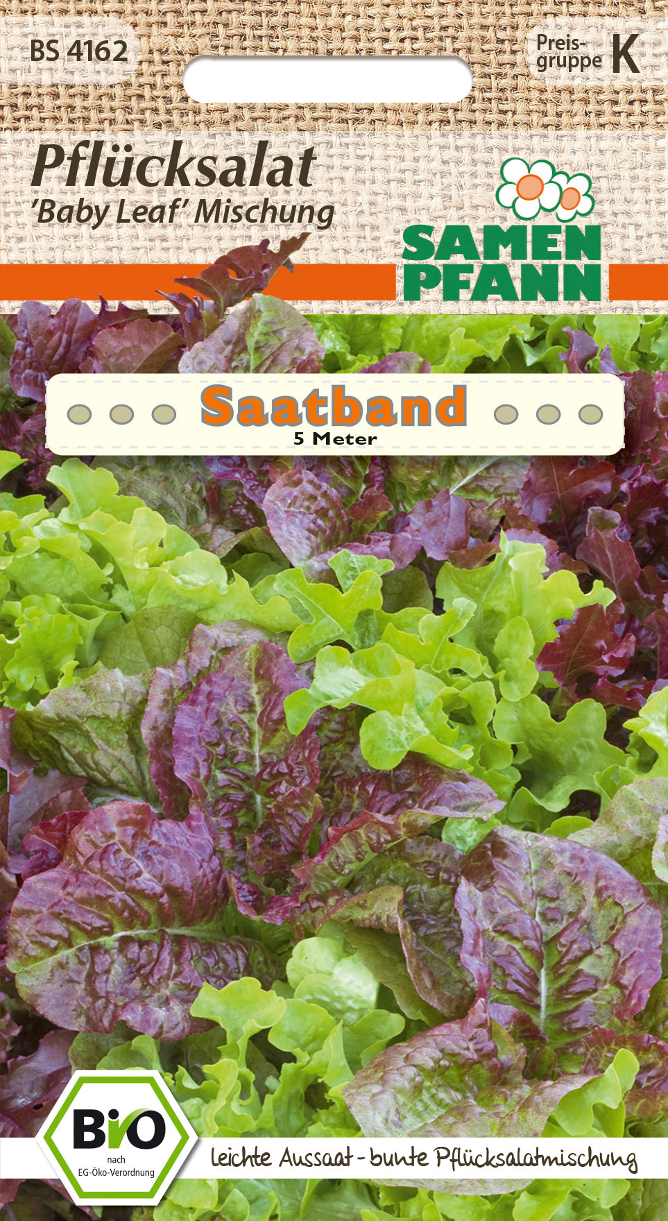 Samen Pfann BIO Pflücksalat Baby Leaf Mischung Saatband