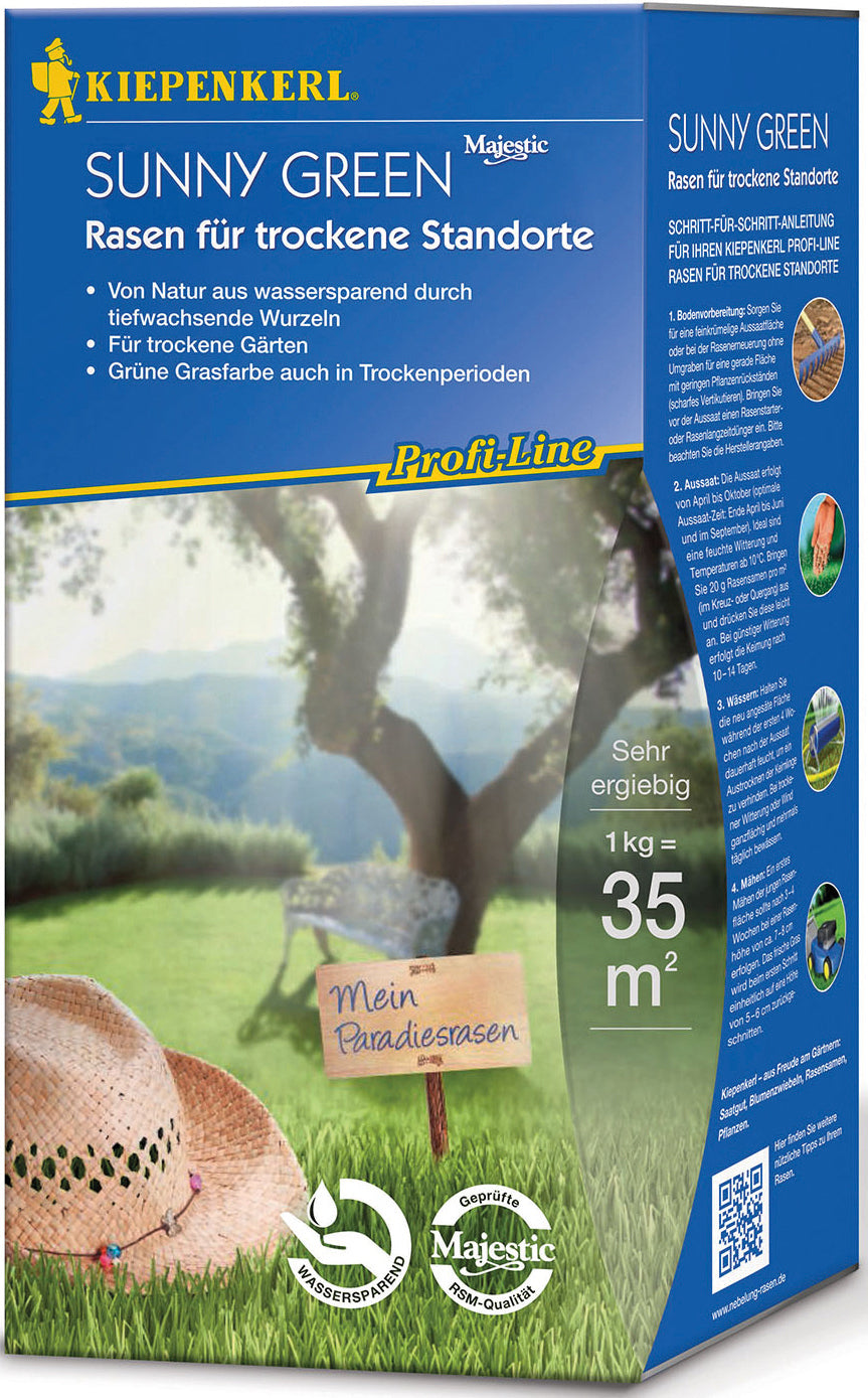 Kiepenkerl Rasen für Trockene Standorte Sunny Green, 1 kg Profi-Line
